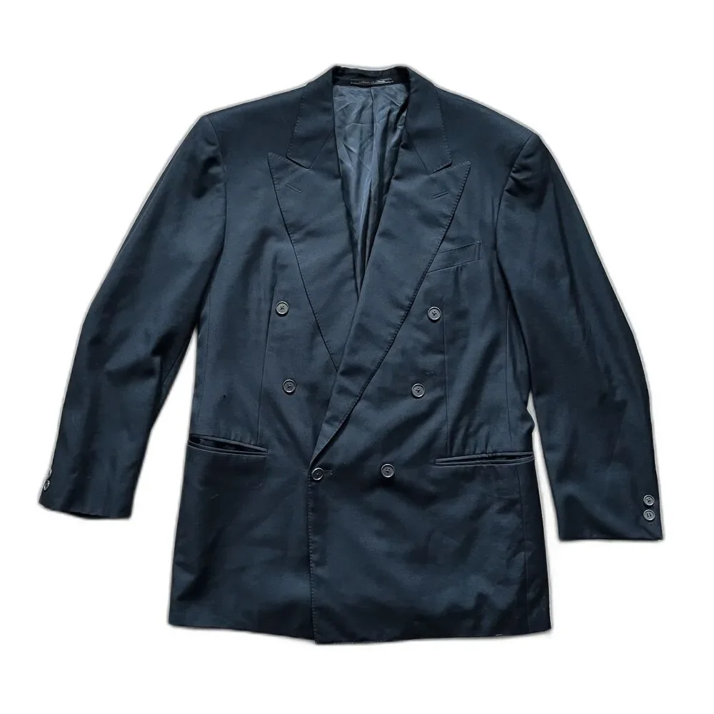 Ermenegildo Zegna Black 100% Wool Button Up Blazer Jacket   Mens Size 50L US 40L